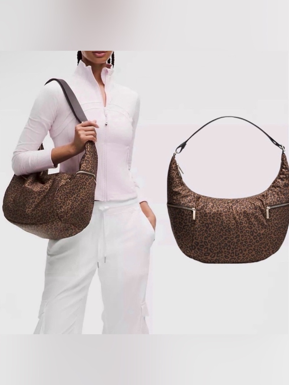 NWT Lululemon Slouchy Sling Bag 13L - Leopard Print Metal Hardware
